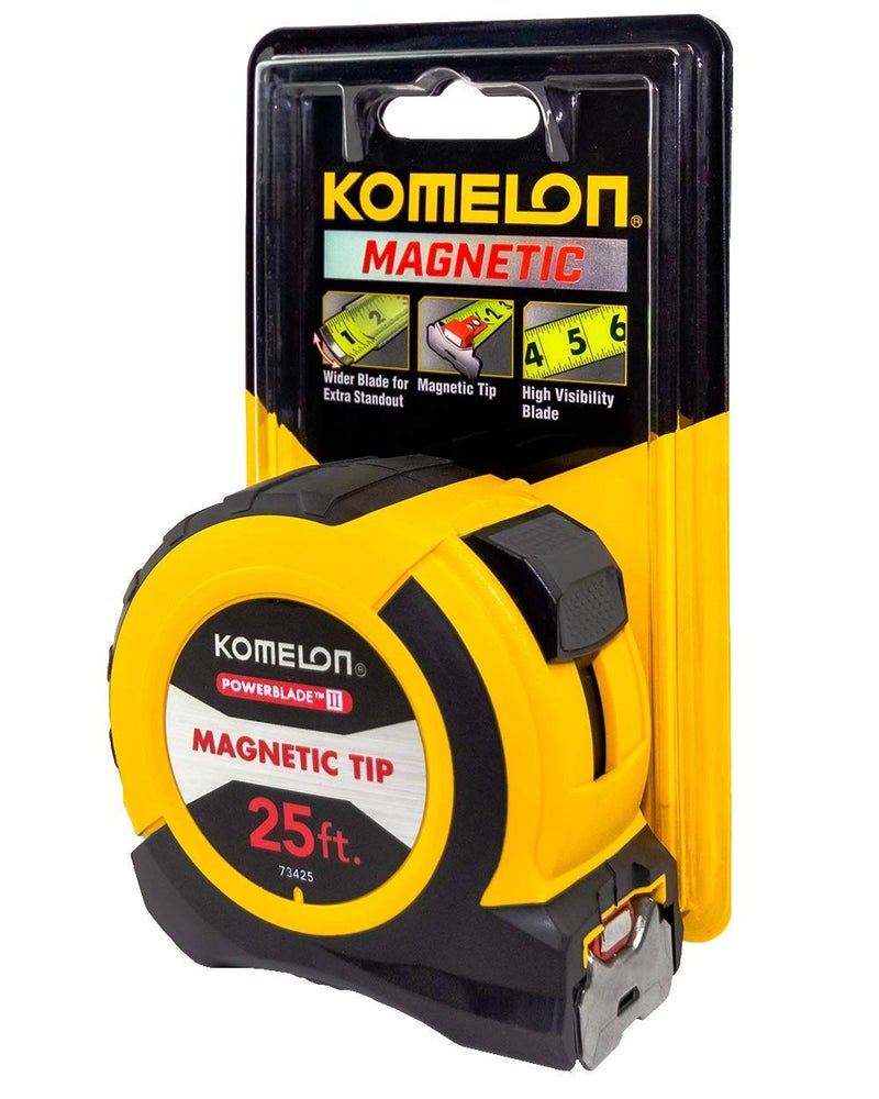Komelon 73425; 25' x 1.06" Magnetic Powerblade II Tape Measure, Black/Yellow, Small - Image 3